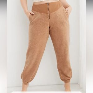 Dark tan Sherpa fleece joggers